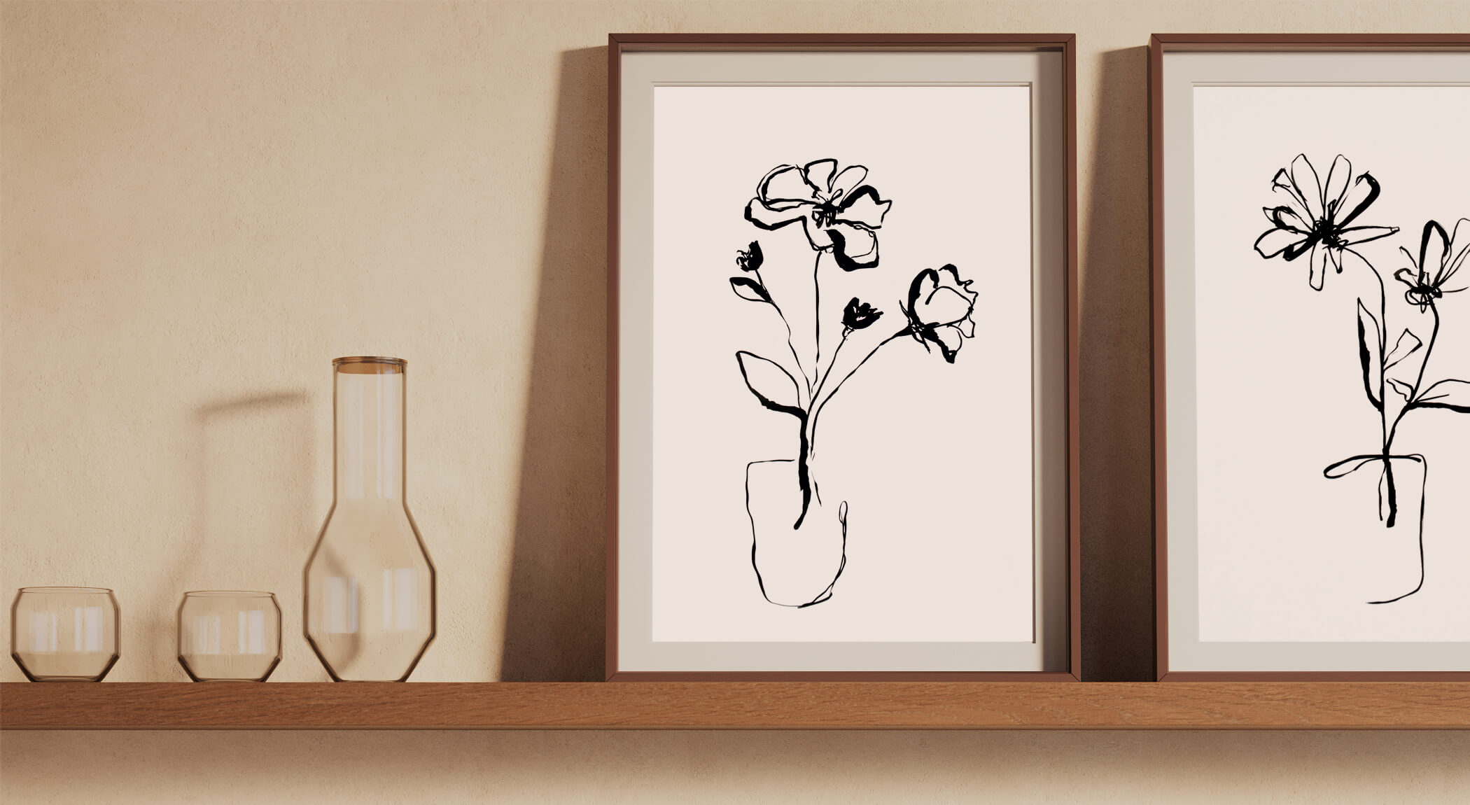 Shelf featuring 02 Modern Flower 1 and 03 Modern Flower 2