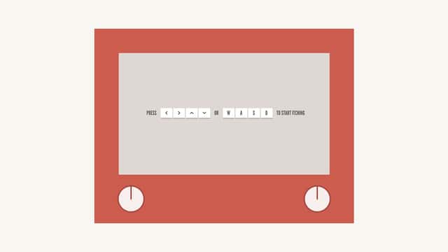 Screenshot of Itch A Skitch project with controls, resembling a classic Etch A Sketch toy.