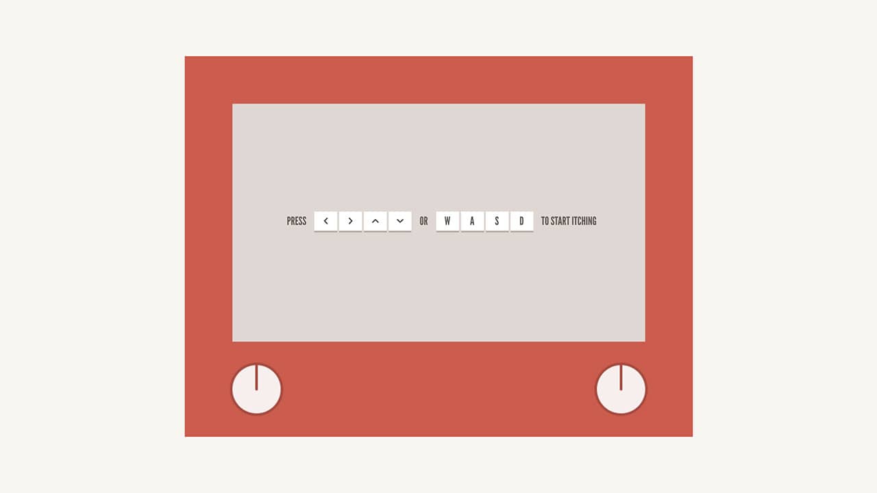 Screenshot of Itch A Skitch project with controls, resembling a classic Etch A Sketch toy.