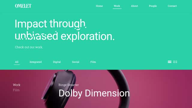 Screenshot of Omelet Agency website homepage.