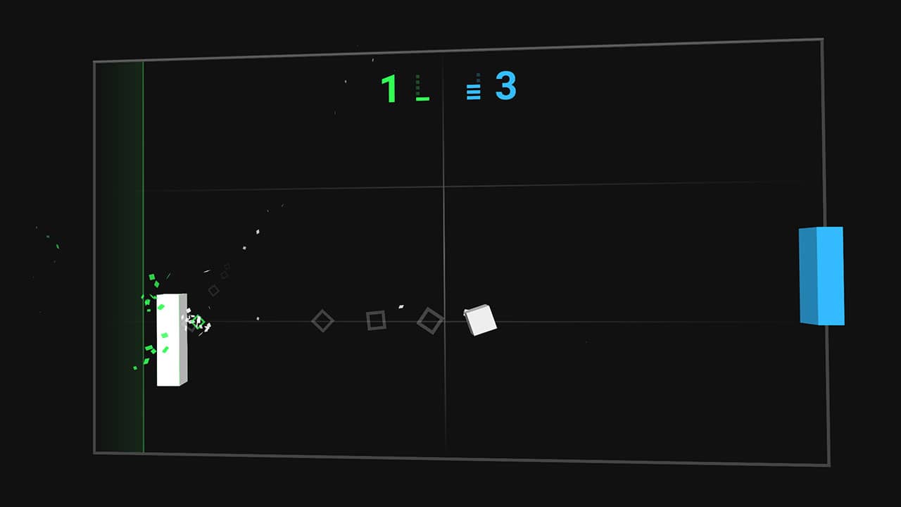 Screenshot of Start Making Games final pong game demo.