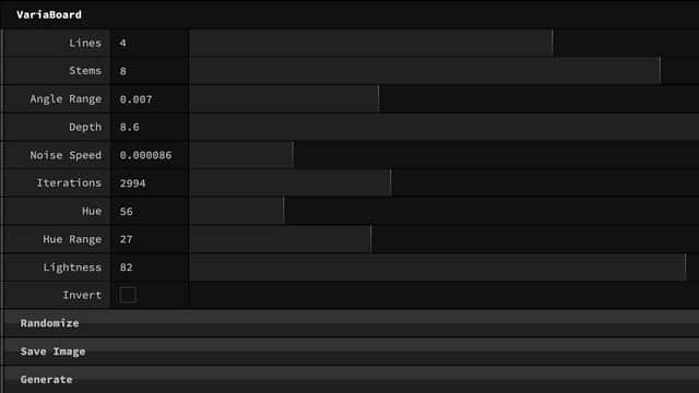 Screenshot of VariaBoard control interface demo.